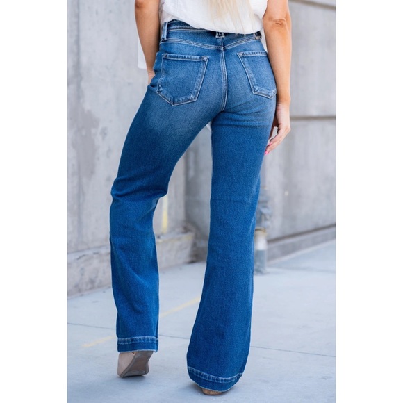 Kancan Holly High Rise Flare Hem Jeans Dark Women’s Multi Sizes NWT - Picture 13 of 15